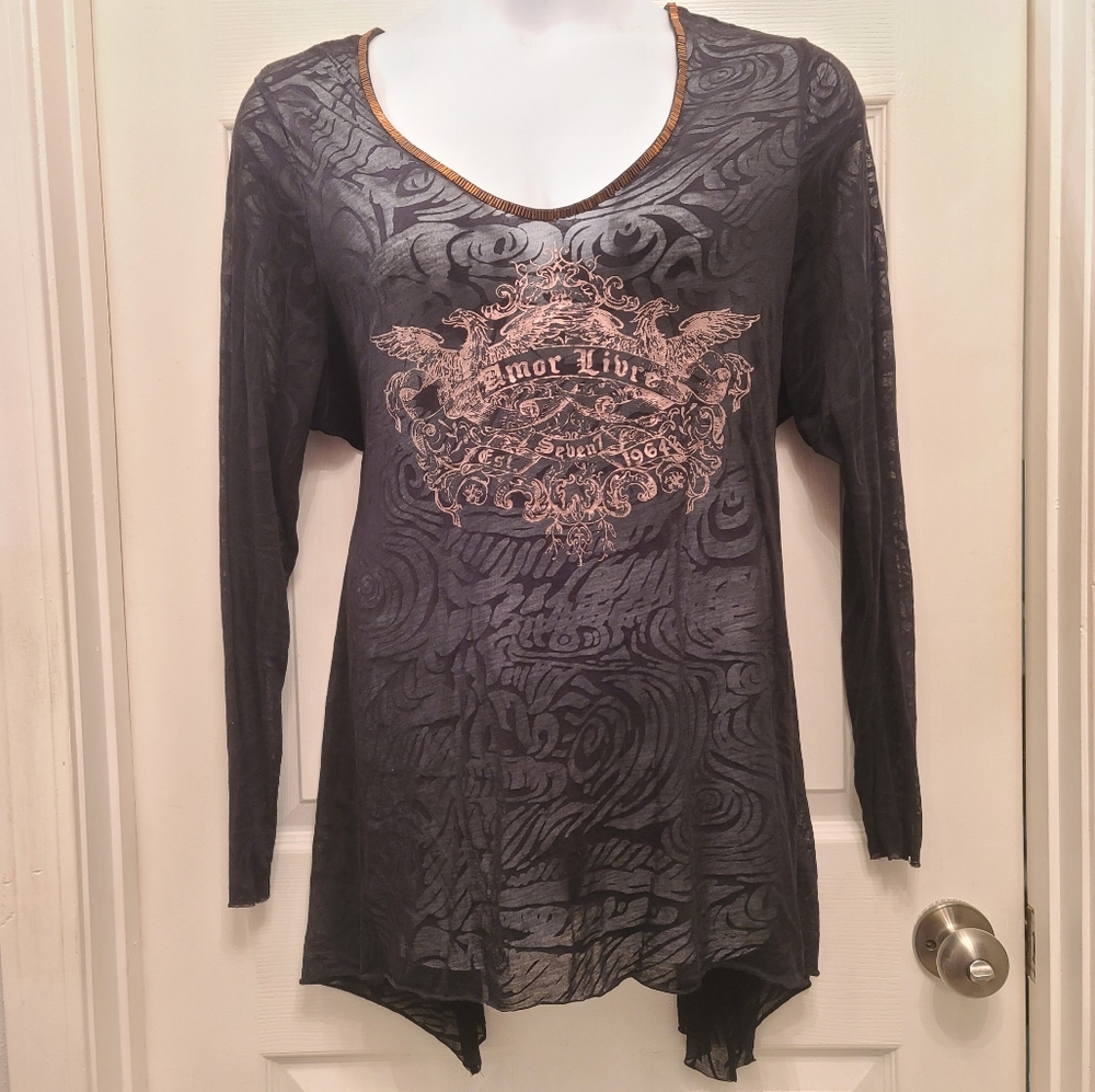 Lane Bryant Seven7 Luxe Burnout Design Sheer Top